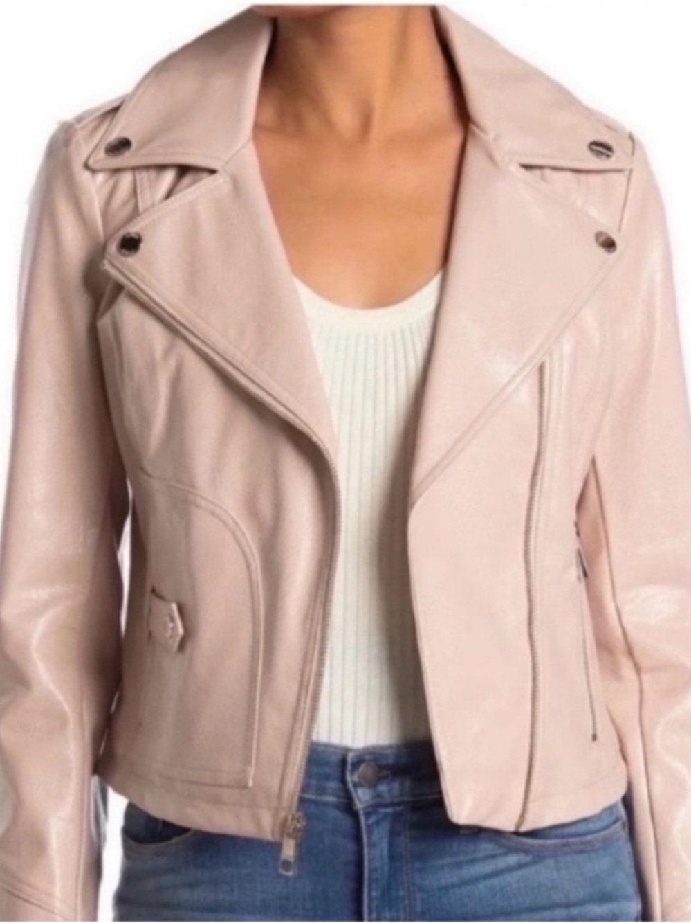 GUESS Trendy Blush Pink Vegan Leather Moto Jacket. 🔥🔥🔥
